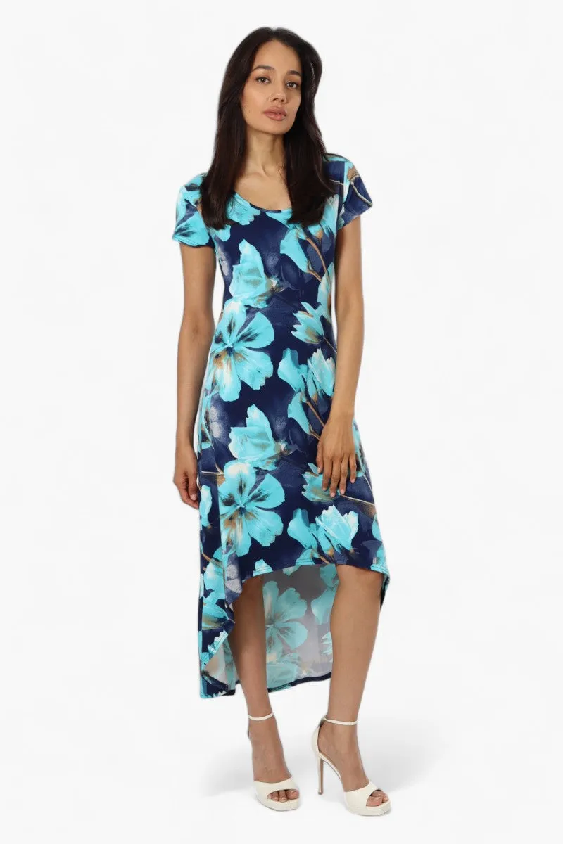 International INC Company Floral High Low Cap Sleeve Maxi Dress - Navy sold by Fairweather product image thumbnail 2