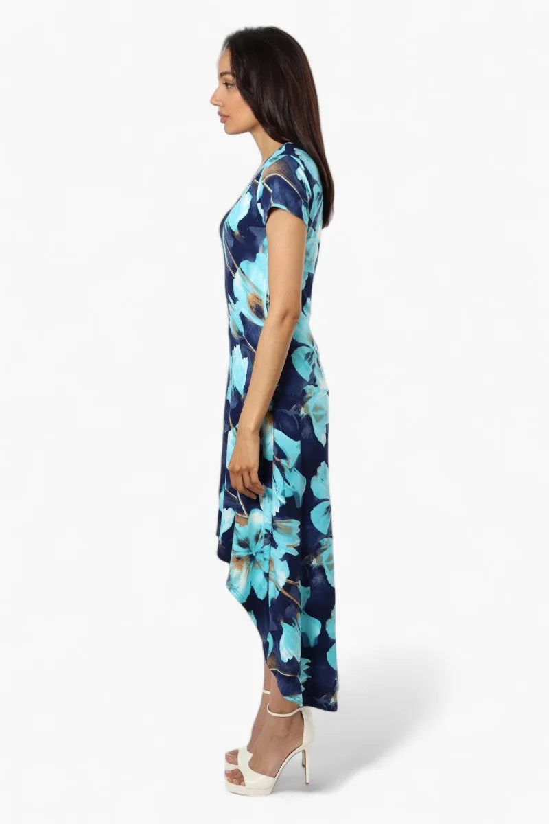 International INC Company Floral High Low Cap Sleeve Maxi Dress - Navy sold by Fairweather product image thumbnail 3