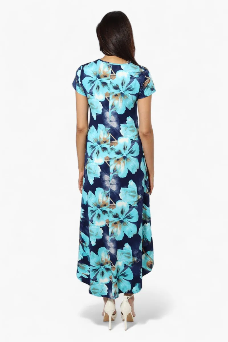 International INC Company Floral High Low Cap Sleeve Maxi Dress - Navy sold by Fairweather product image thumbnail 4