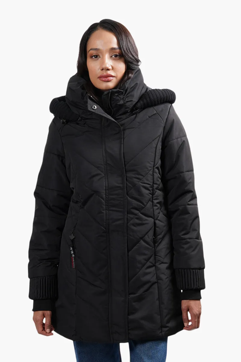 Canada Weather Gear Chevron Stitch Parka Jacket - Black sold by Fairweather