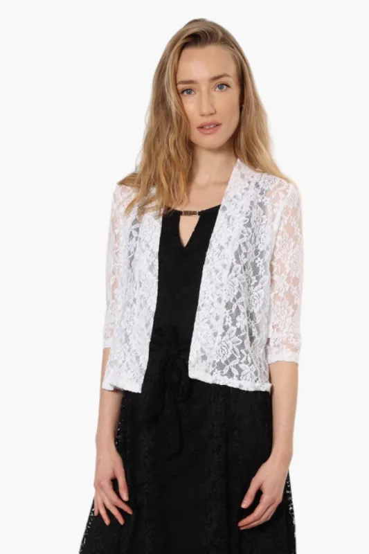 Majora Lace 3/4 Sleeve Shrug Cardigan - White sold by Fairweather