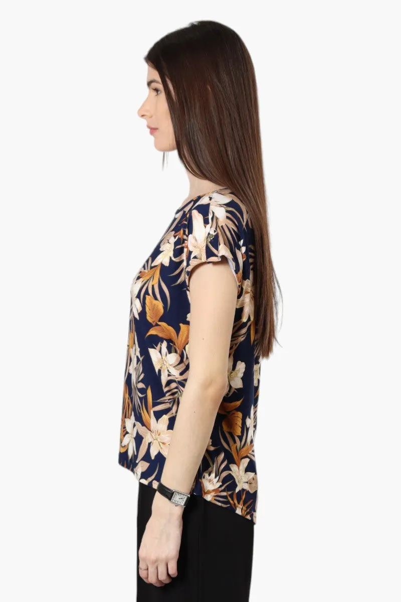 Beechers Brook Floral Cap Sleeve Blouse - Navy sold by Fairweather product image thumbnail 3