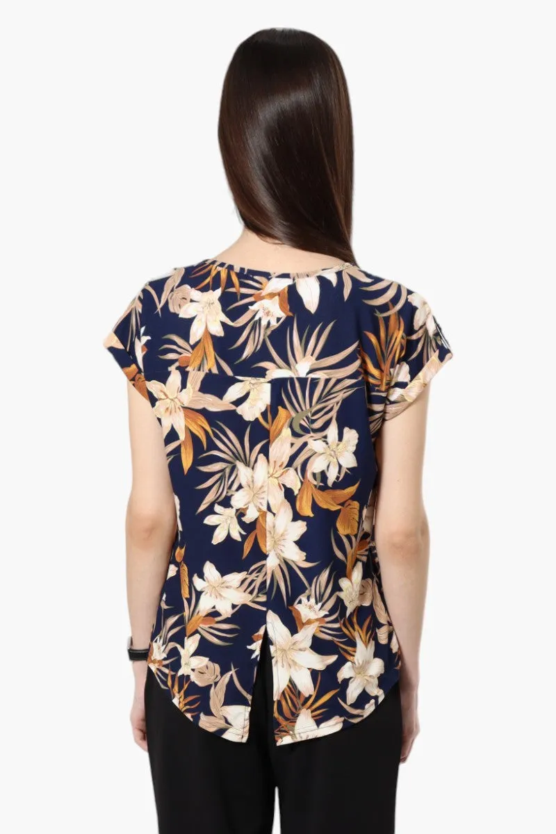 Beechers Brook Floral Cap Sleeve Blouse - Navy sold by Fairweather product image thumbnail 4