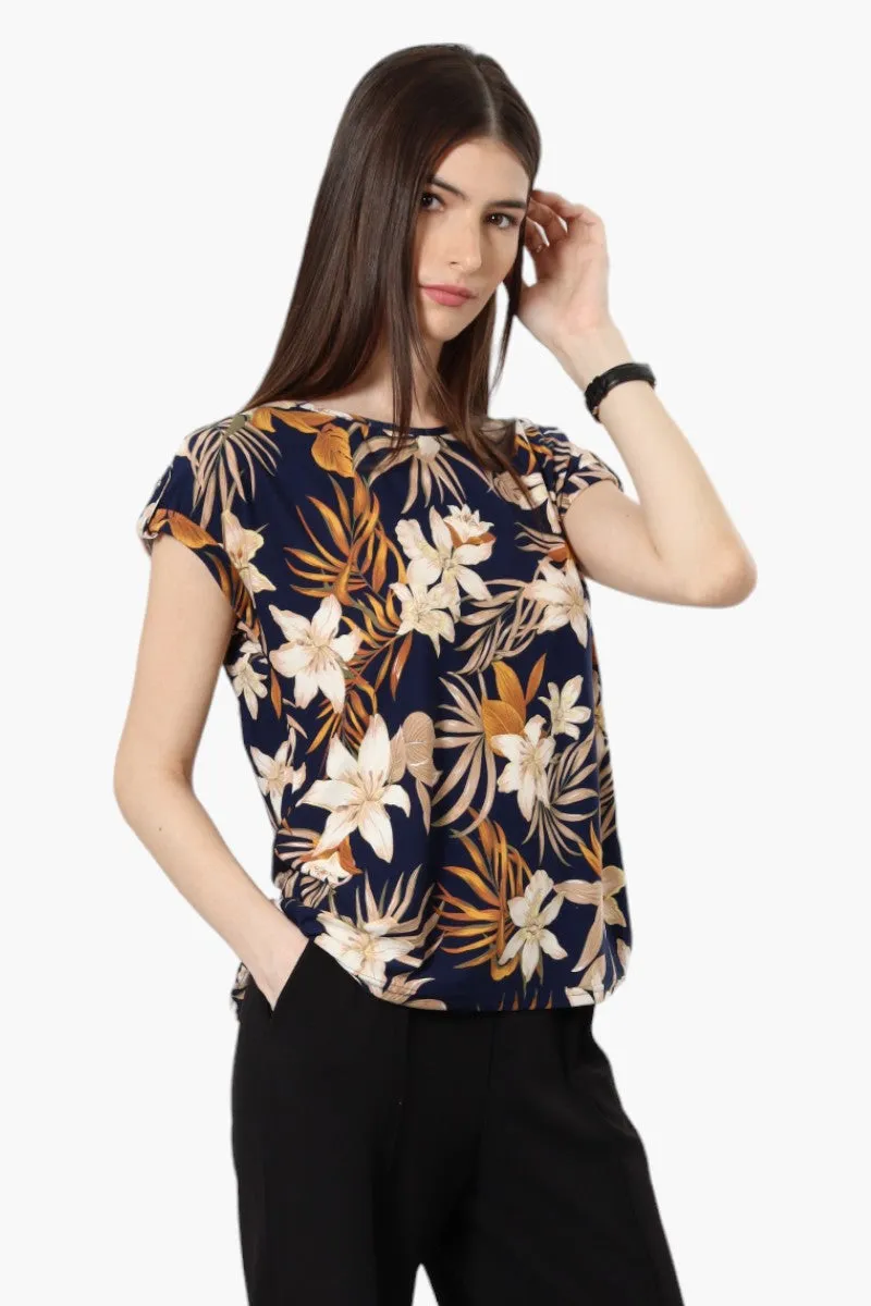 Beechers Brook Floral Cap Sleeve Blouse - Navy sold by Fairweather
