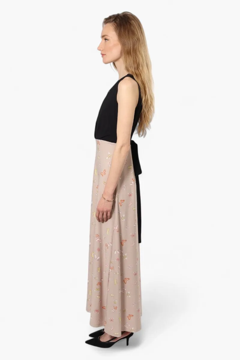Limite Butterfly Sleeveless Crossover Maxi Dress - Beige sold by Fairweather product image thumbnail 3