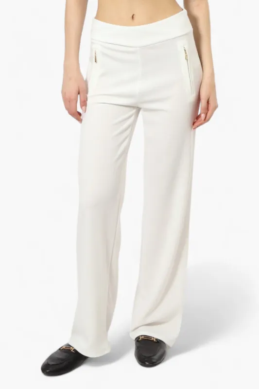 Limite Solid Basic Wide Leg Pants - White sold by Fairweather