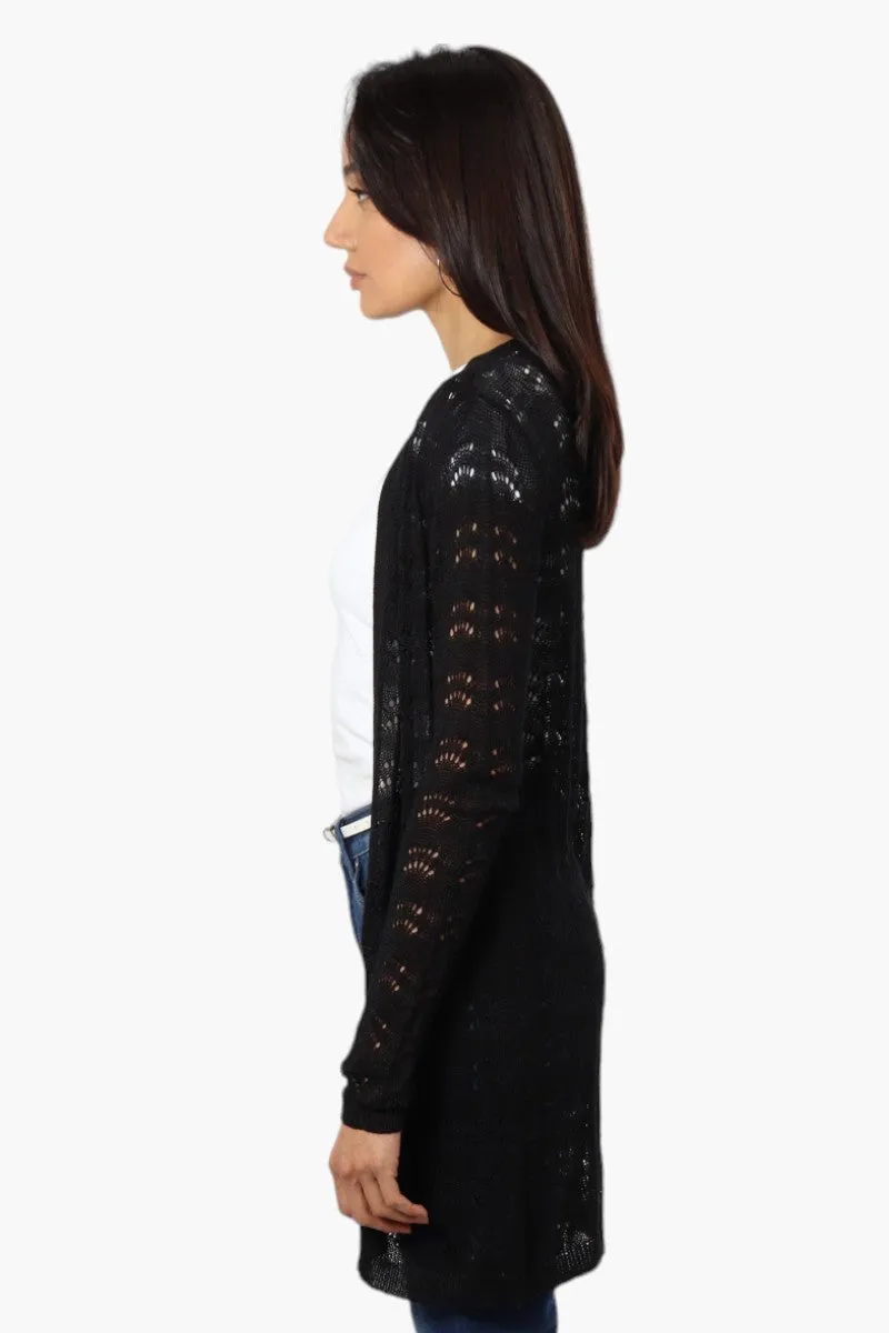 Impress Long Sleeve Crochet Shrug Cardigan - Black sold by Fairweather product image thumbnail 3
