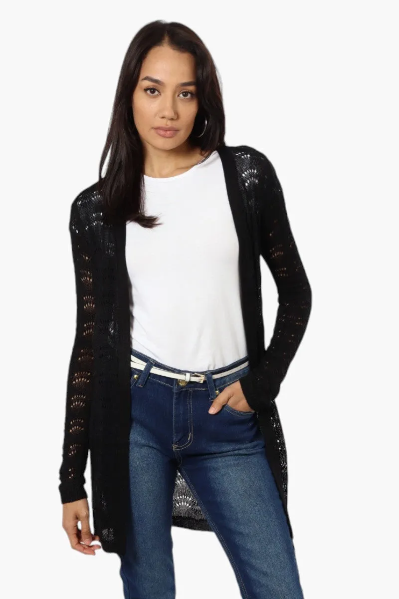 Impress Long Sleeve Crochet Shrug Cardigan - Black sold by Fairweather