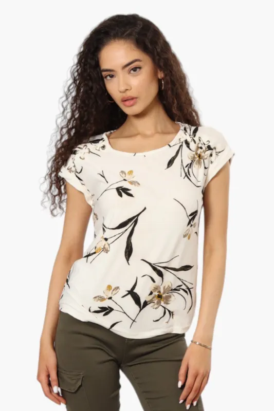 Beechers Brook Floral Pattern Short Sleeve Blouse - Cream sold by Fairweather