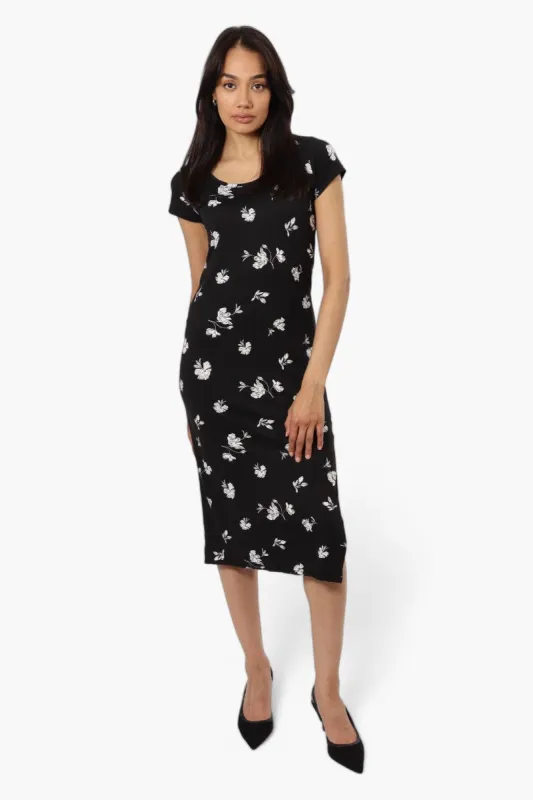International INC Company Floral Cap Sleeve Midi Dress - Black sold by Fairweather