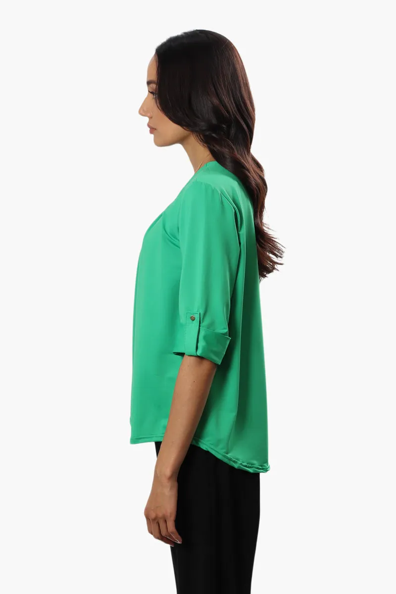 Beechers Brook Solid Roll Up Sleeve Blouse - Green sold by Fairweather product image thumbnail 3