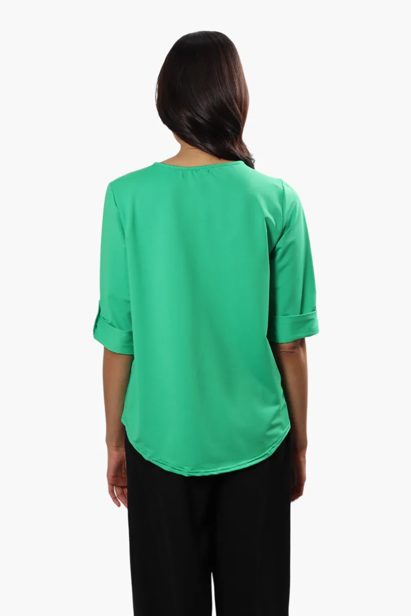 Beechers Brook Solid Roll Up Sleeve Blouse - Green sold by Fairweather product image thumbnail 4