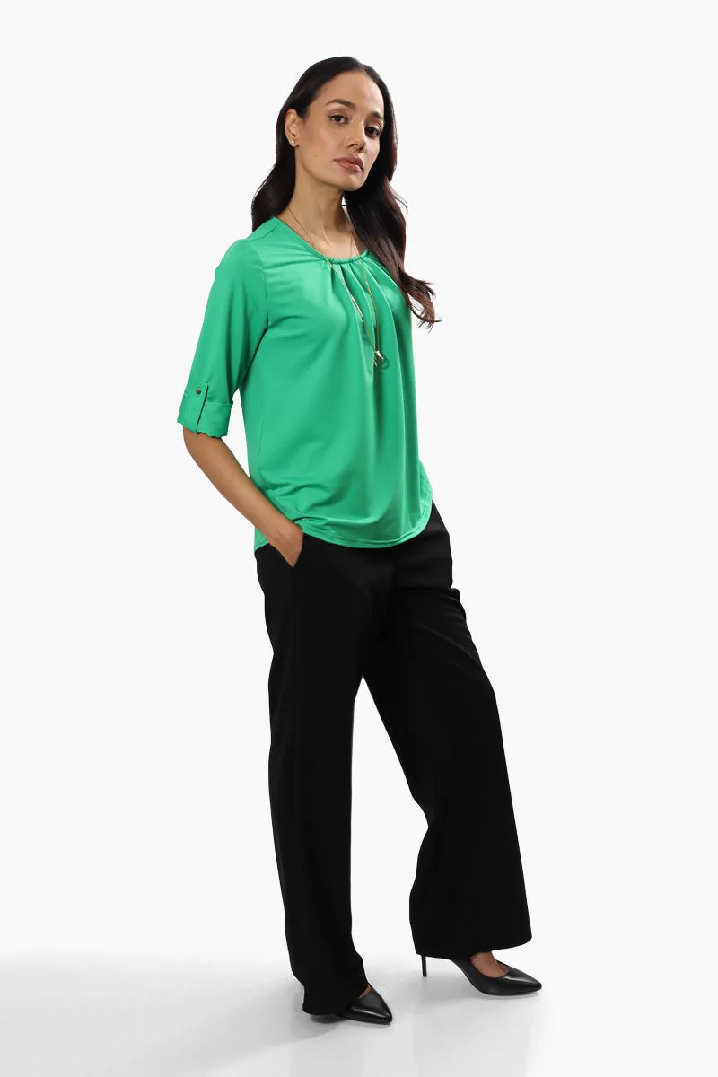 Beechers Brook Solid Roll Up Sleeve Blouse - Green sold by Fairweather product image thumbnail 2