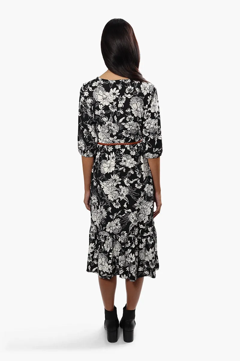 International INC Company Floral Belted Midi Dress - Black sold by Fairweather product image thumbnail 4