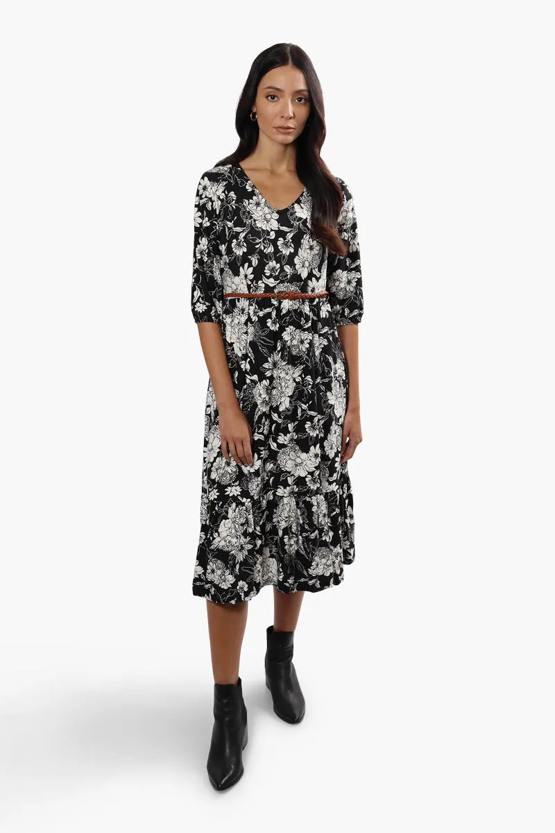 International INC Company Floral Belted Midi Dress - Black sold by Fairweather product image thumbnail 2