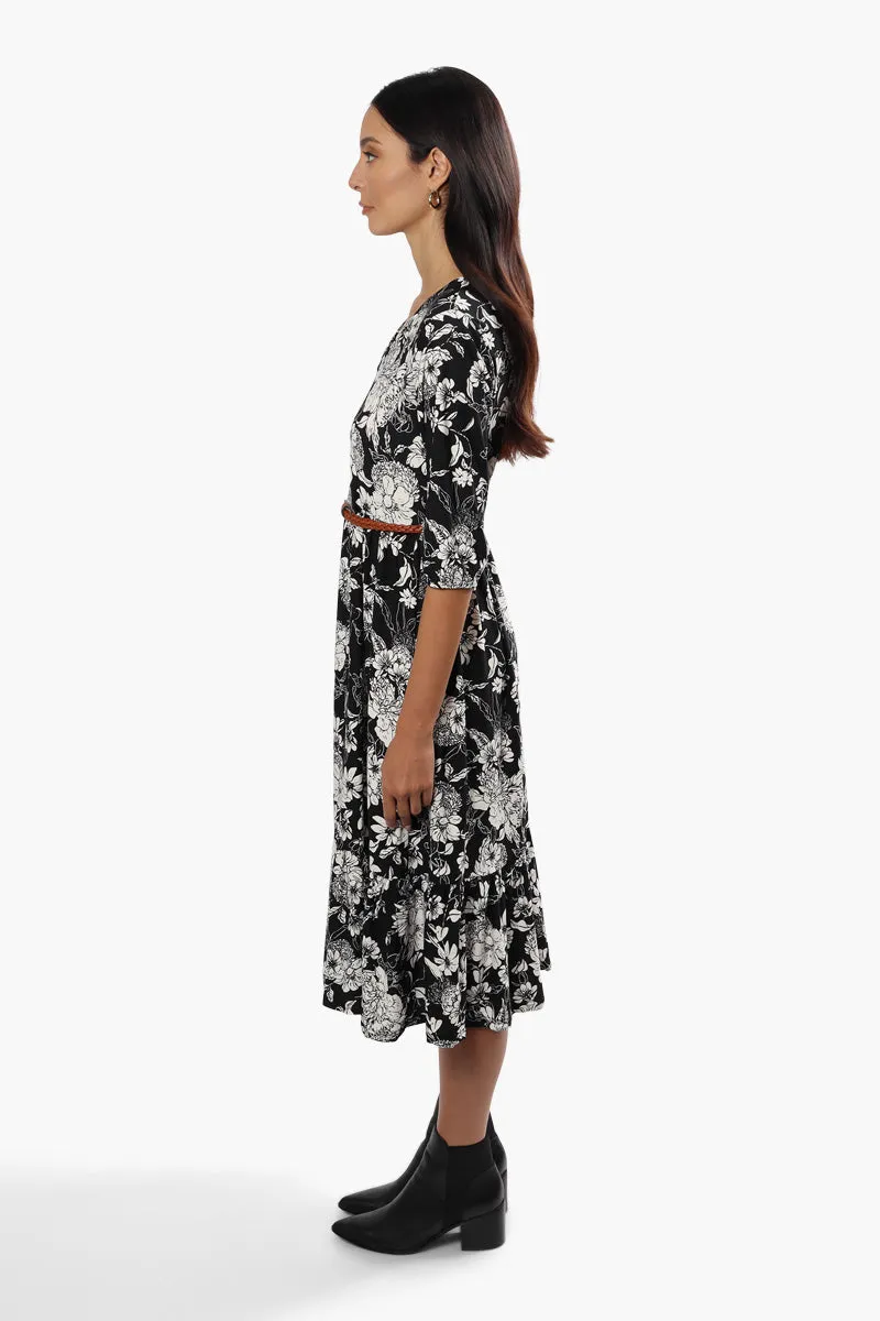 International INC Company Floral Belted Midi Dress - Black sold by Fairweather product image thumbnail 3