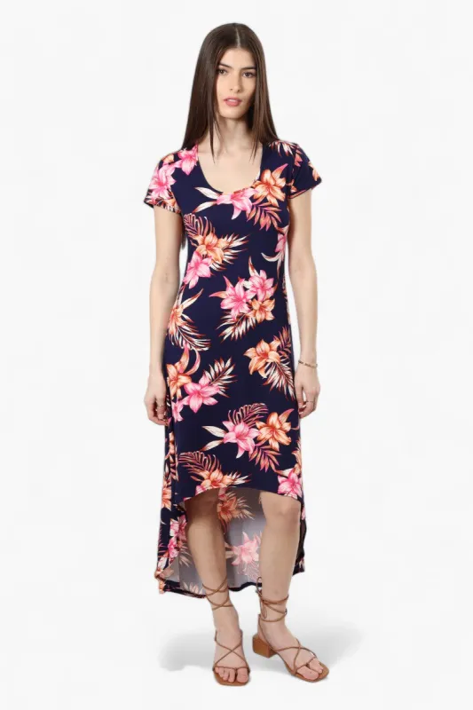 International INC Company Floral High Low Maxi Dress - Navy sold by Fairweather