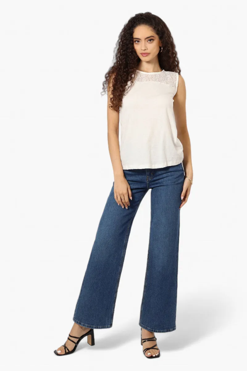 Majora Solid Lace Shoulder Tank Top - White sold by Fairweather product image thumbnail 2