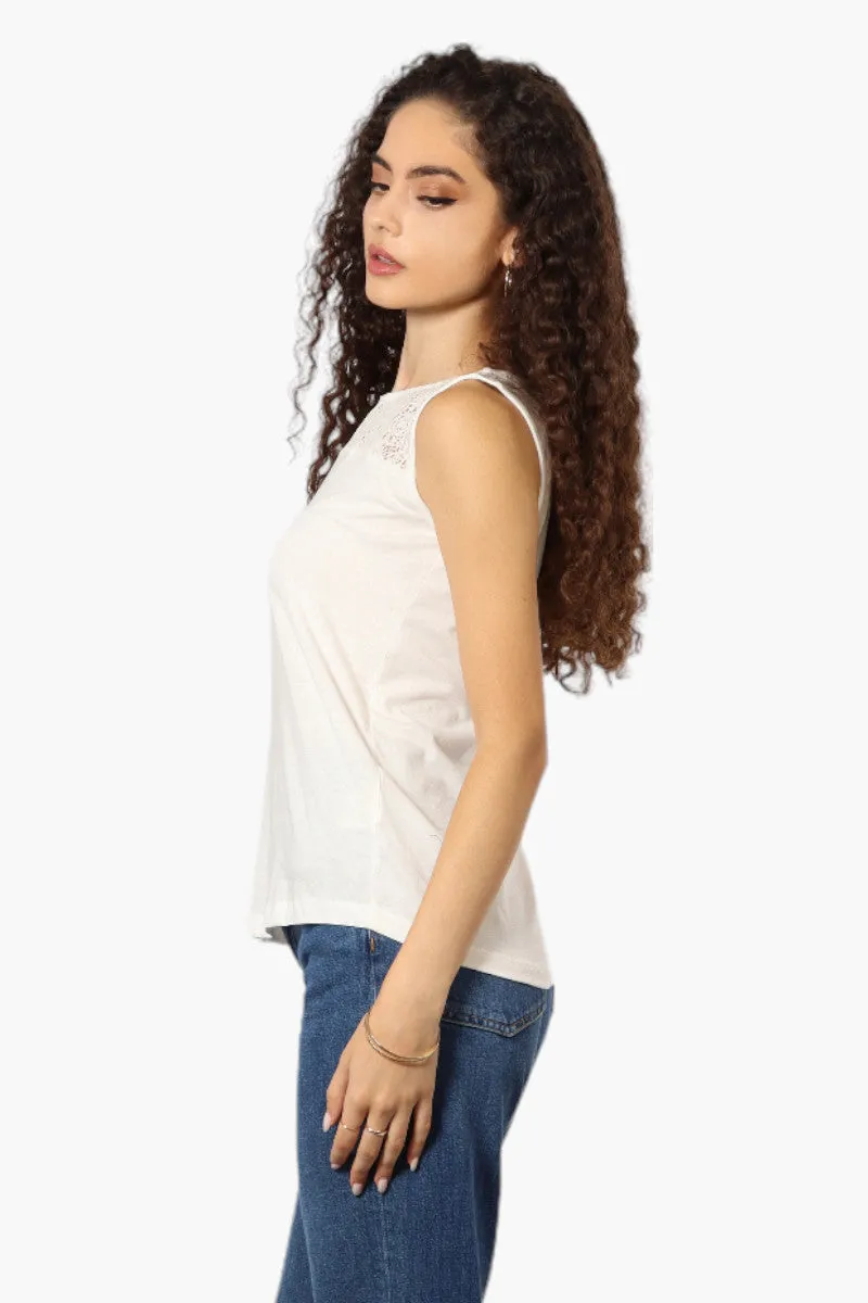 Majora Solid Lace Shoulder Tank Top - White sold by Fairweather product image thumbnail 3