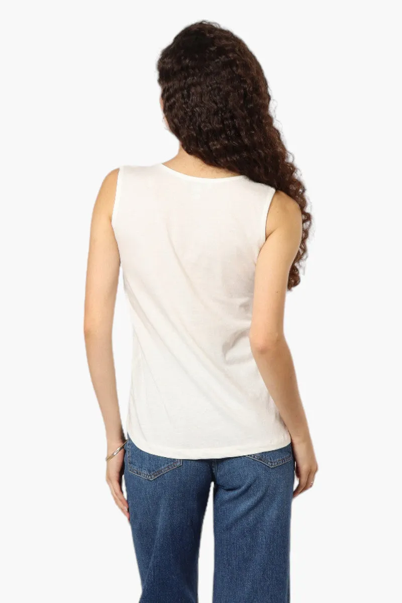 Majora Solid Lace Shoulder Tank Top - White sold by Fairweather product image thumbnail 4