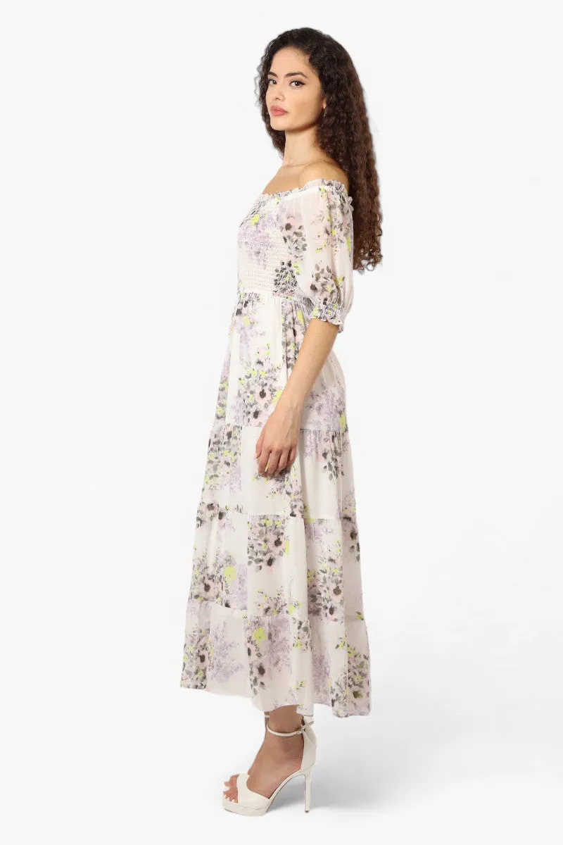 Limite Floral Tiered Puff Sleeve Maxi Dress - White sold by Fairweather product image thumbnail 3