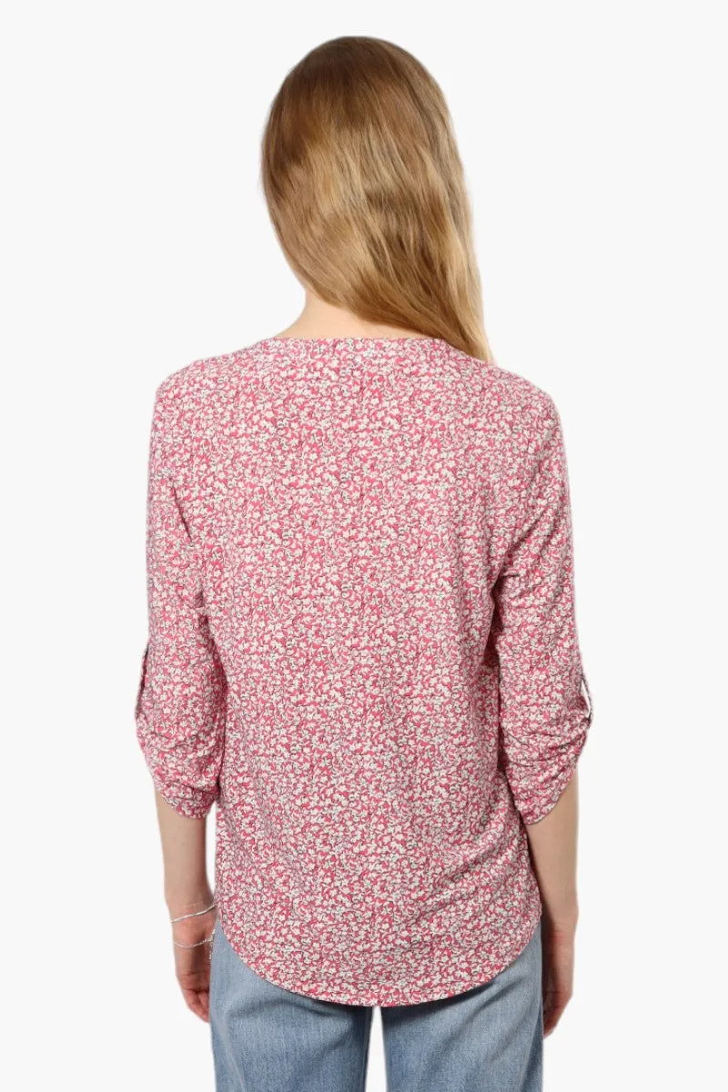 Beechers Brook Floral Front Pocket Henley Shirt - Pink sold by Fairweather product image thumbnail 4