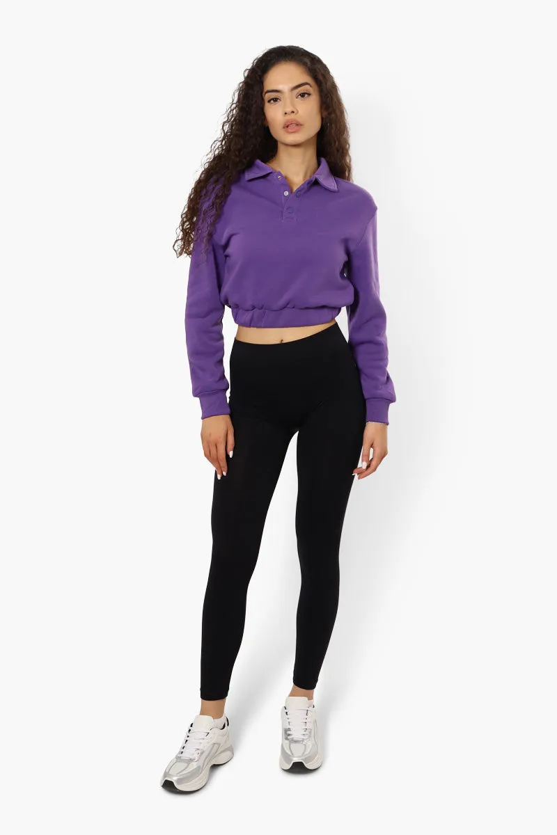 Miss Selfie Collared Cropped Sweatshirt - Purple sold by Fairweather product image thumbnail 2