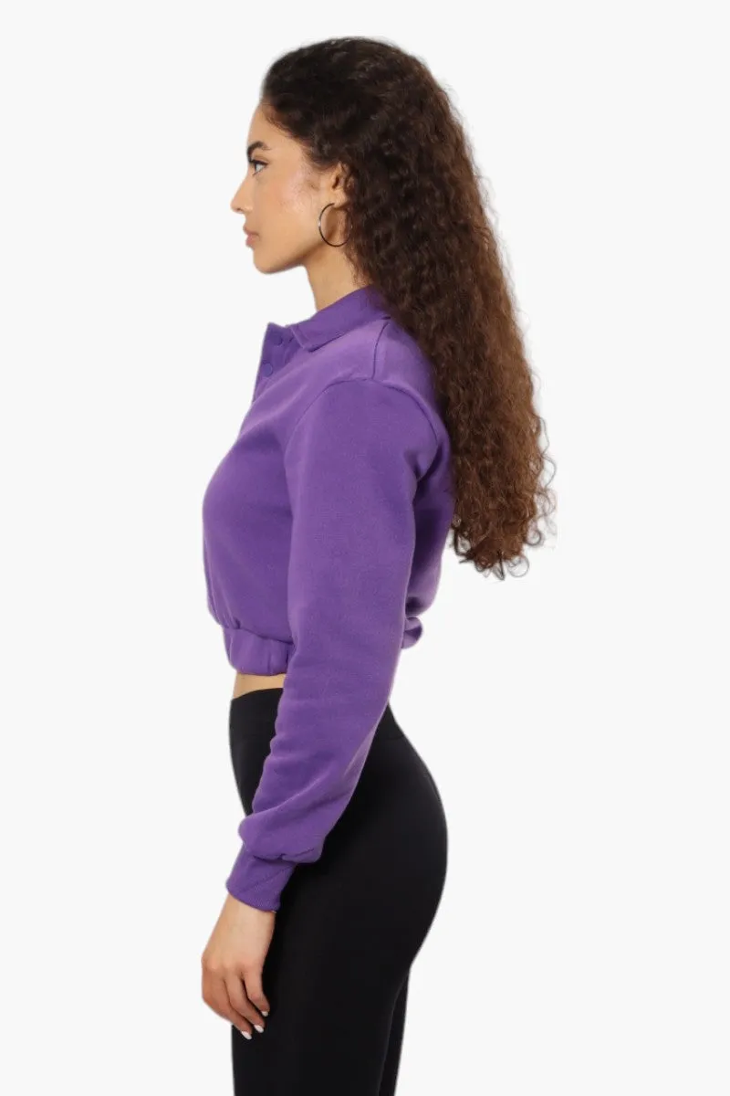 Miss Selfie Collared Cropped Sweatshirt - Purple sold by Fairweather product image thumbnail 3