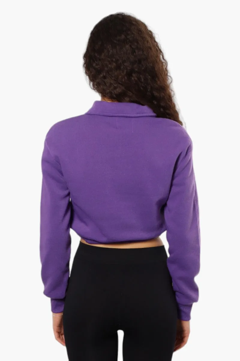 Miss Selfie Collared Cropped Sweatshirt - Purple sold by Fairweather product image thumbnail 4