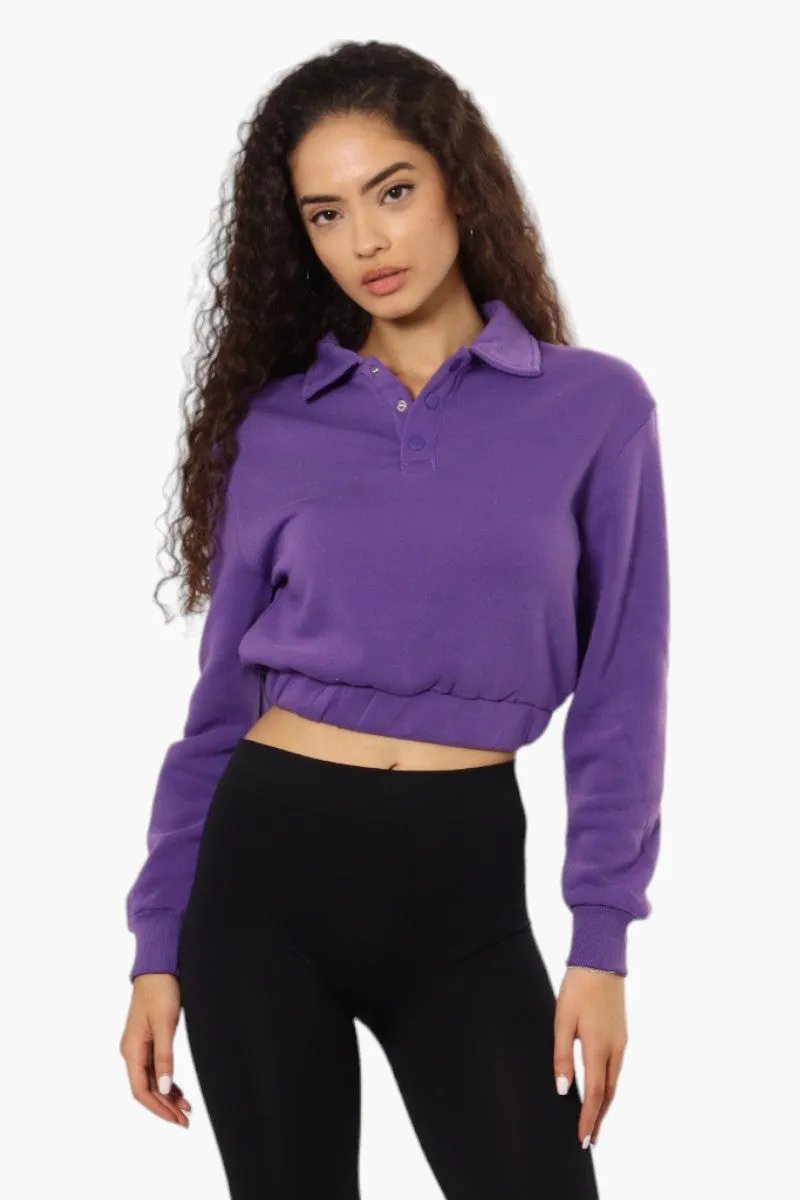 Miss Selfie Collared Cropped Sweatshirt - Purple sold by Fairweather