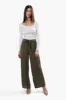 Solid Wide Leg Belted Palazzo Pants - Olive sold by Fairweather
