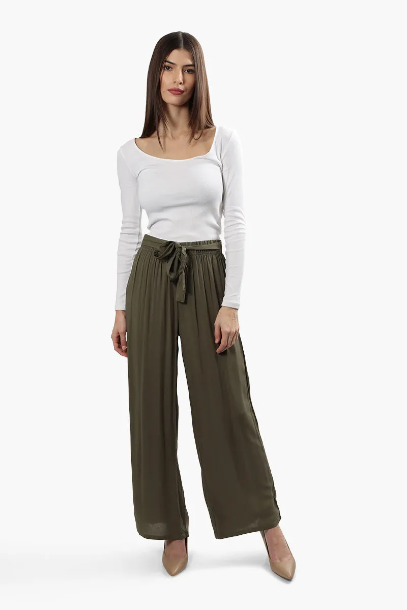 Solid Wide Leg Belted Palazzo Pants - Olive sold by Fairweather product image thumbnail 2