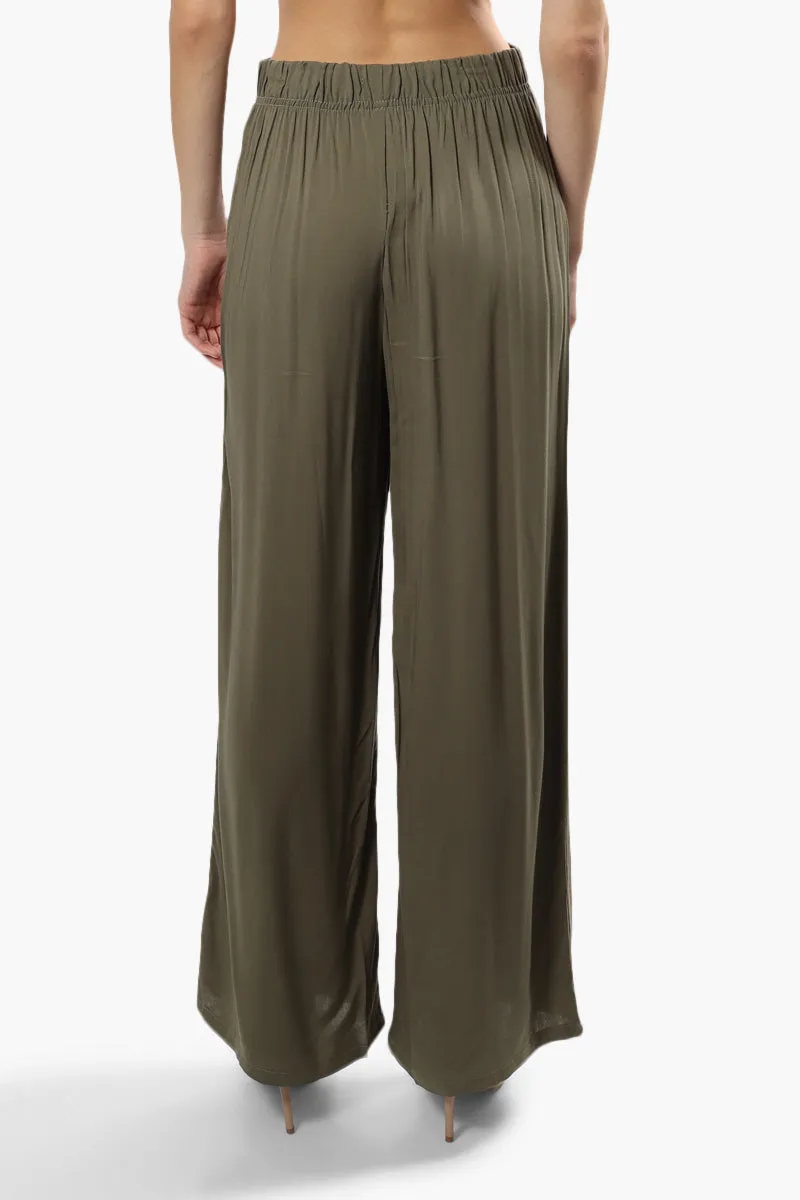 Solid Wide Leg Belted Palazzo Pants - Olive sold by Fairweather product image thumbnail 4