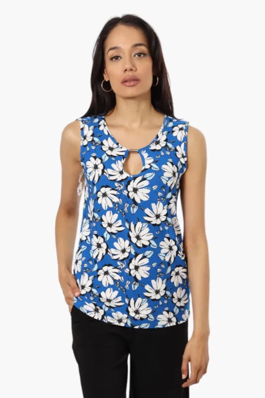 Majora Floral Keyhole Tank Top - Blue sold by Fairweather