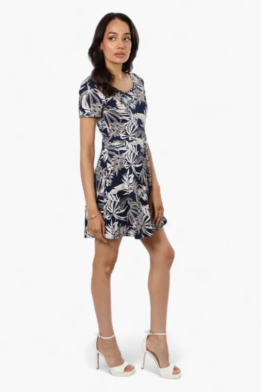 Majora Floral Cap Sleeve Skater Day Dress - Navy sold by Fairweather