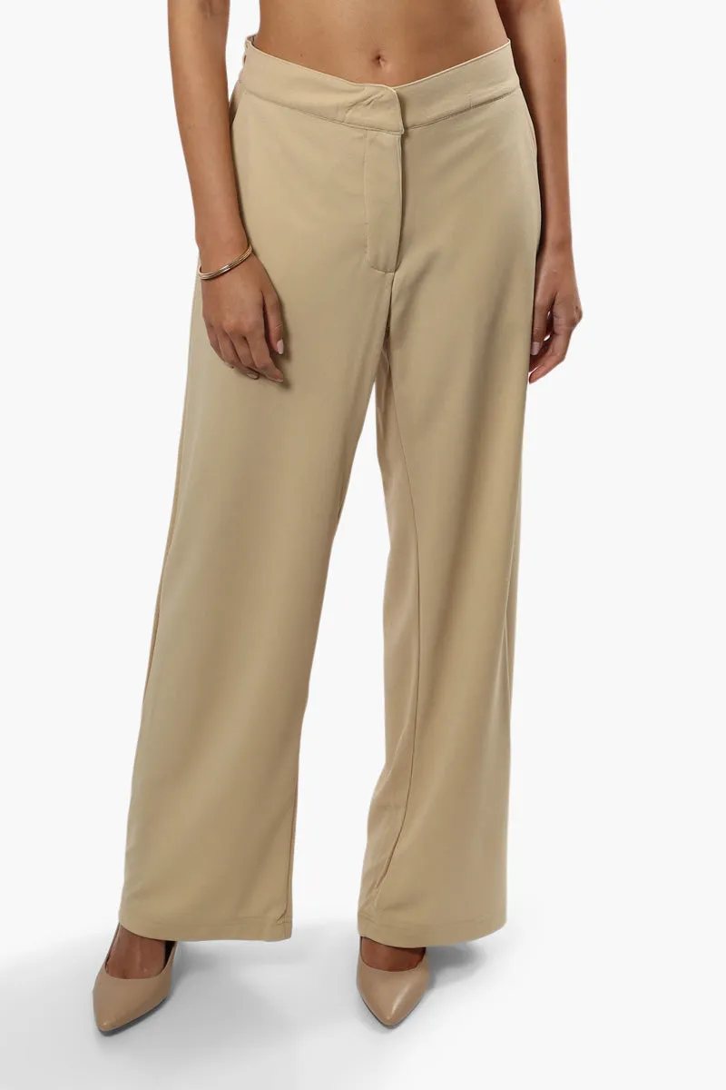 Limite Solid Wide Leg Pants - Beige sold by Fairweather