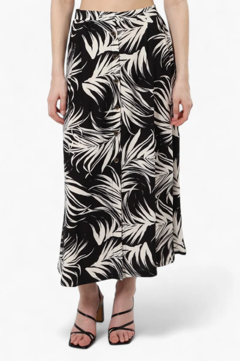 Beechers Brook Patterned Button Down Skirt - Black sold by Fairweather