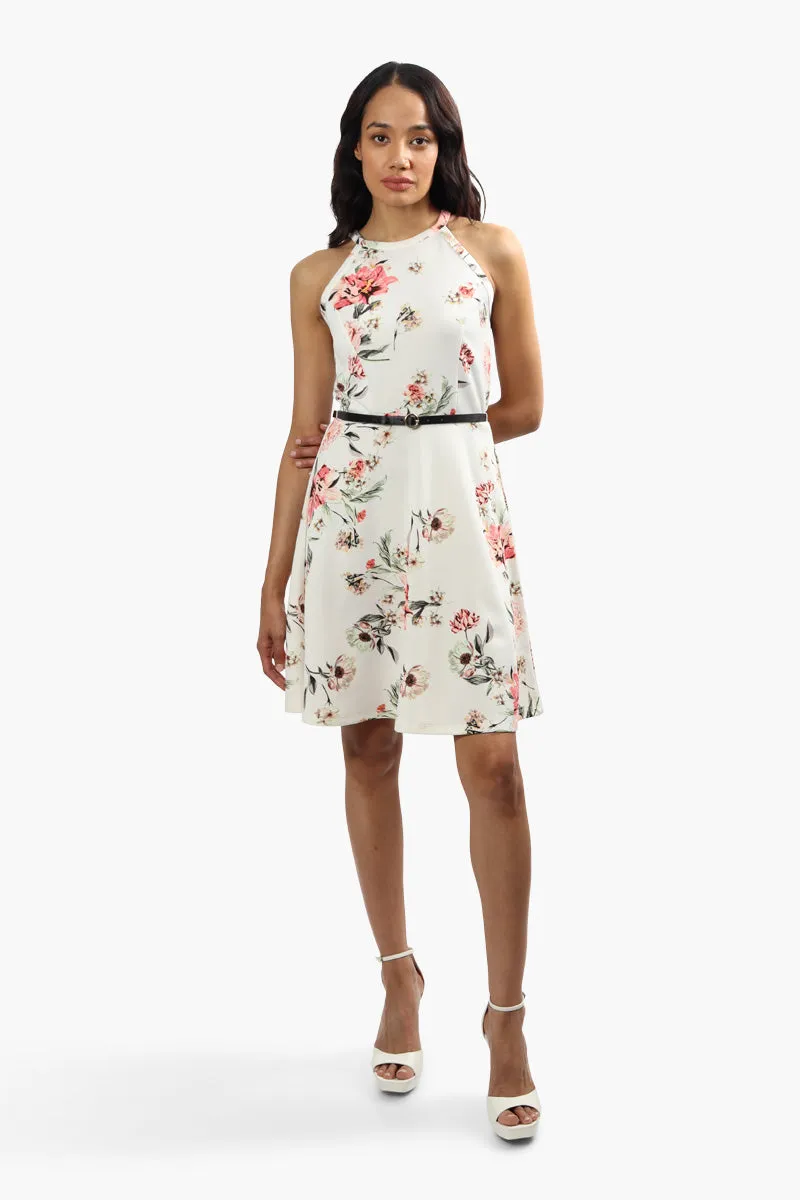 Impress Belted Floral Day Dress - White sold by Fairweather product image thumbnail 2