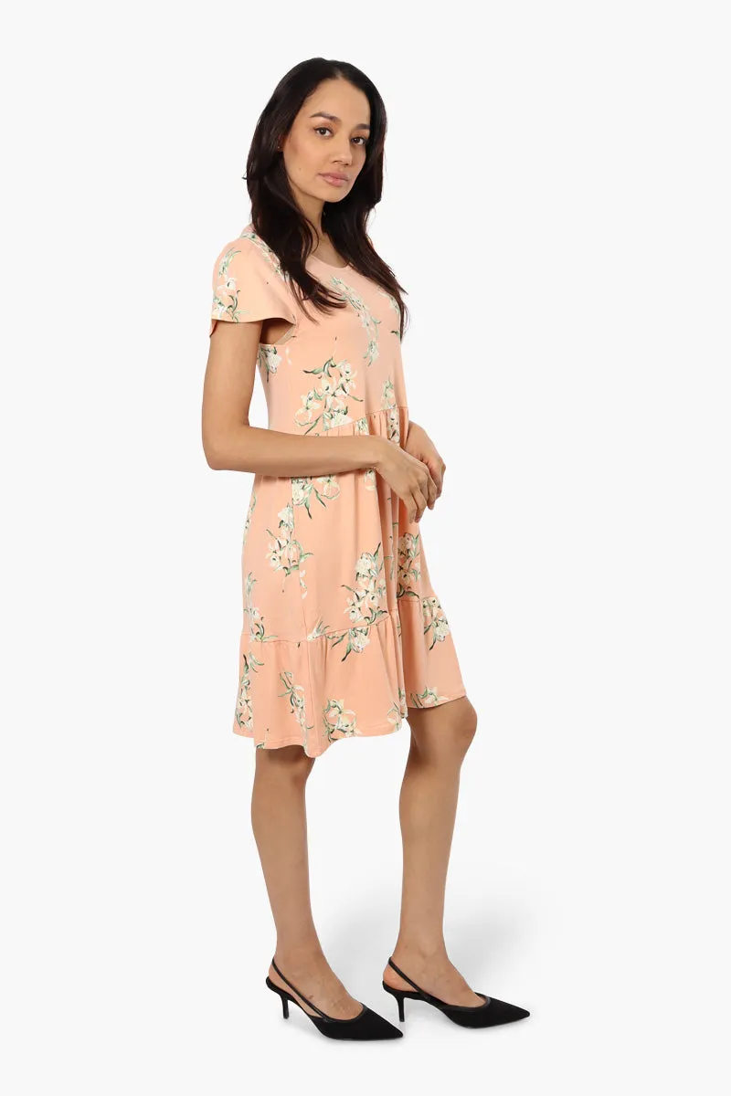 International INC Company Floral Scoop Neck Day Dress - Peach sold by Fairweather