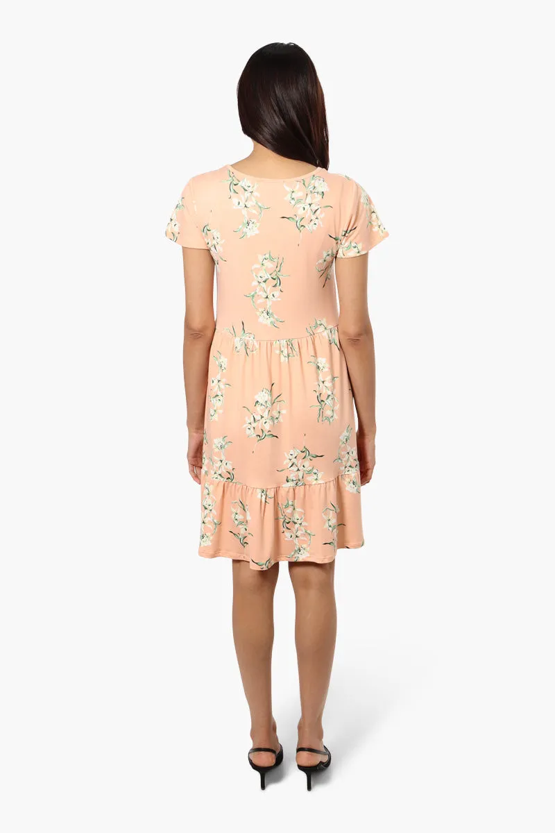 International INC Company Floral Scoop Neck Day Dress - Peach sold by Fairweather product image thumbnail 4