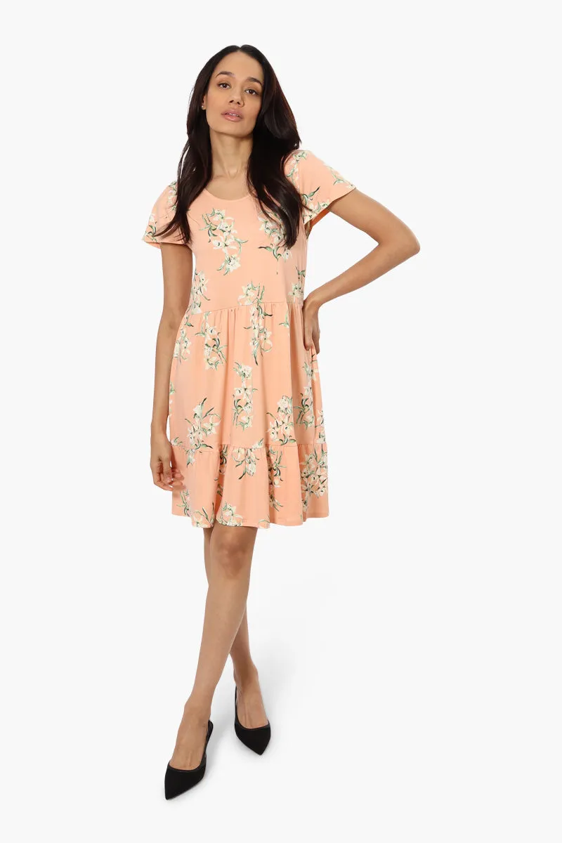 International INC Company Floral Scoop Neck Day Dress - Peach sold by Fairweather product image thumbnail 2