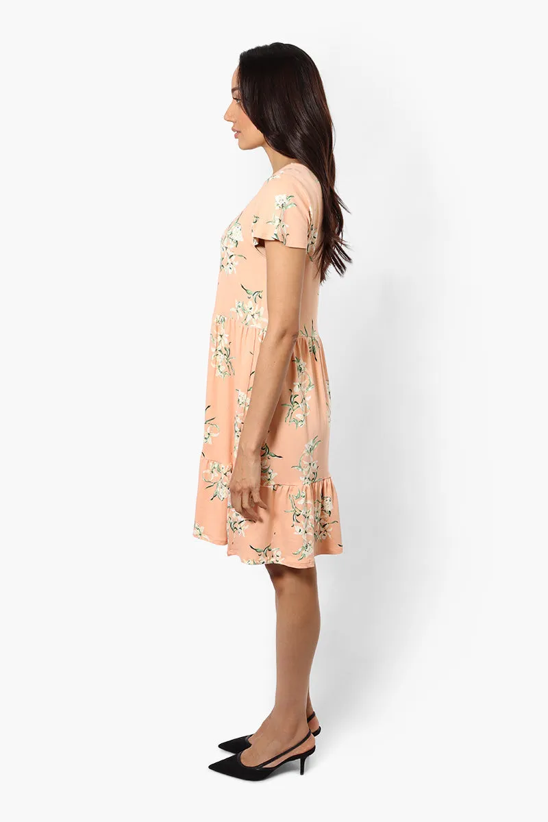 International INC Company Floral Scoop Neck Day Dress - Peach sold by Fairweather product image thumbnail 3