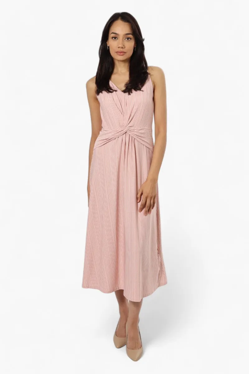 Limite Striped Sleeveless Front Twist Maxi Dress - Pink sold by Fairweather