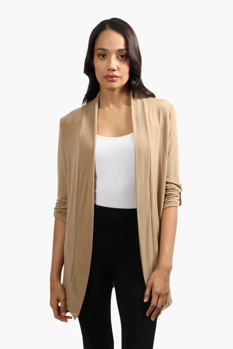 Majora Roll Up Sleeve Open Front Cardigan - Beige sold by Fairweather