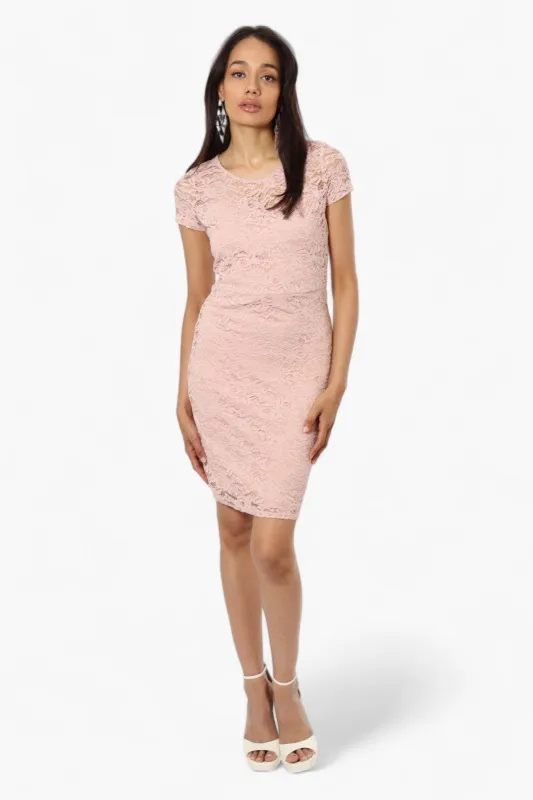 Impress Lace Rose Pattern Cocktail Dress - Pink sold by Fairweather