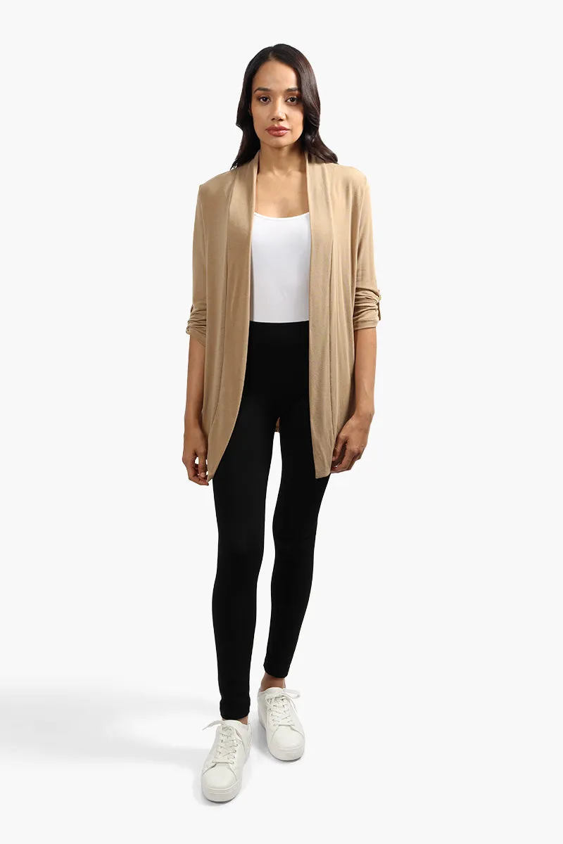 Majora Roll Up Sleeve Open Front Cardigan - Beige sold by Fairweather product image thumbnail 2