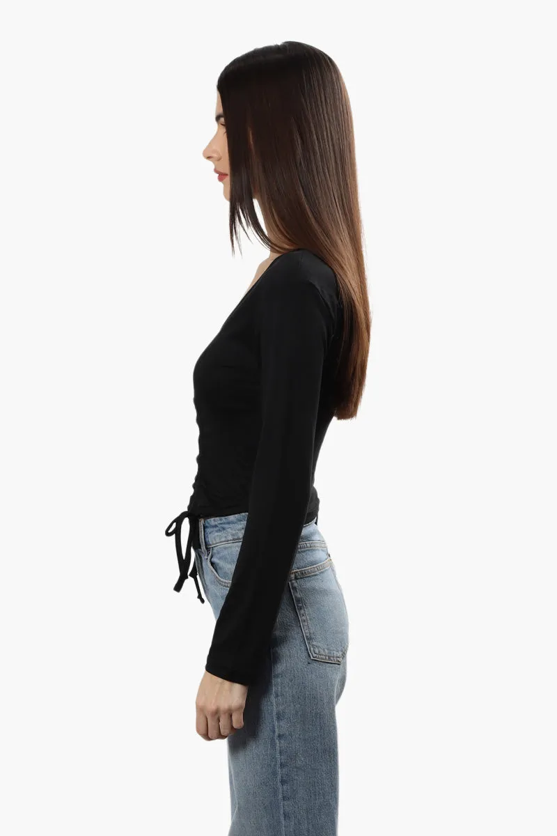Solid Ruched Long Sleeve Top - Black sold by Fairweather product image thumbnail 3