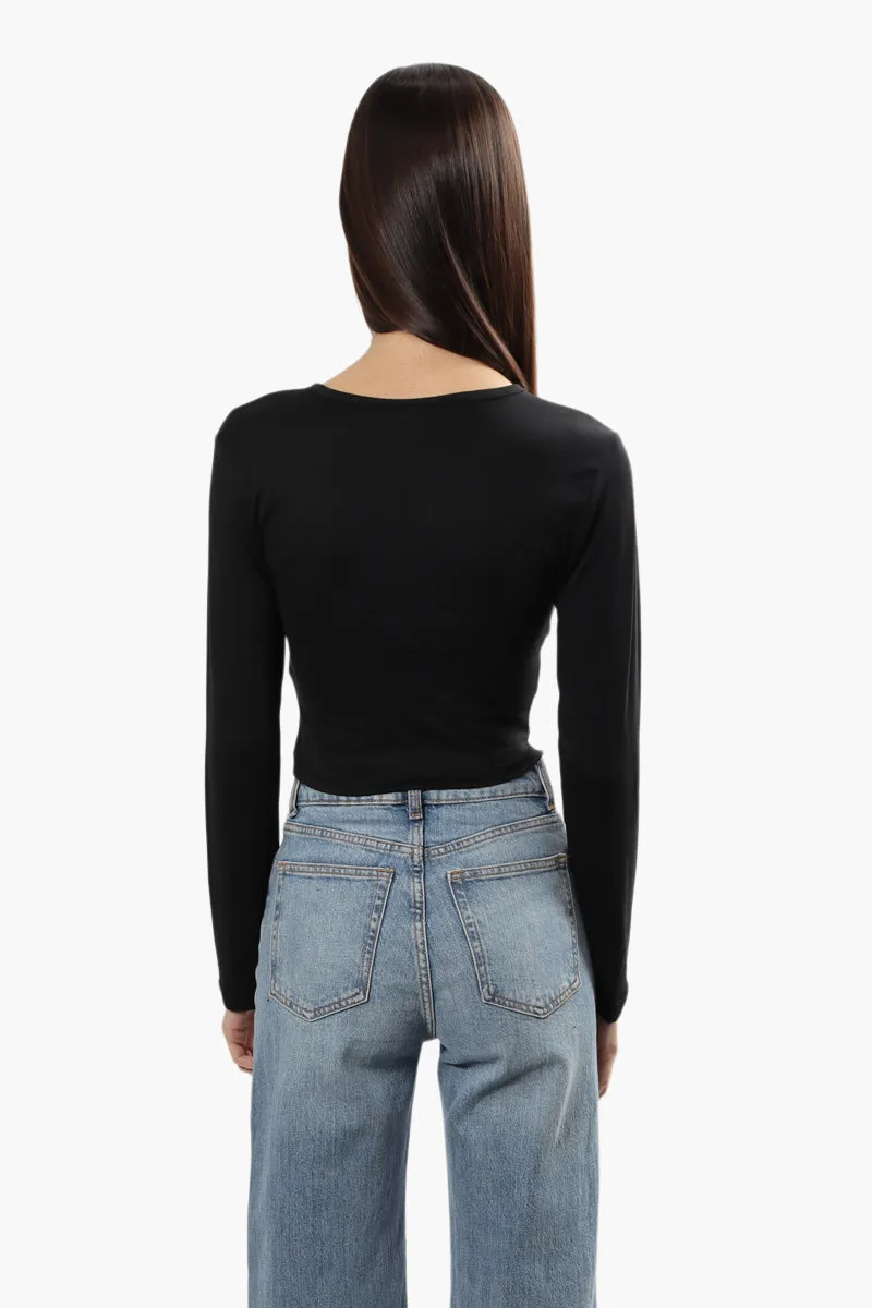 Solid Ruched Long Sleeve Top - Black sold by Fairweather product image thumbnail 4