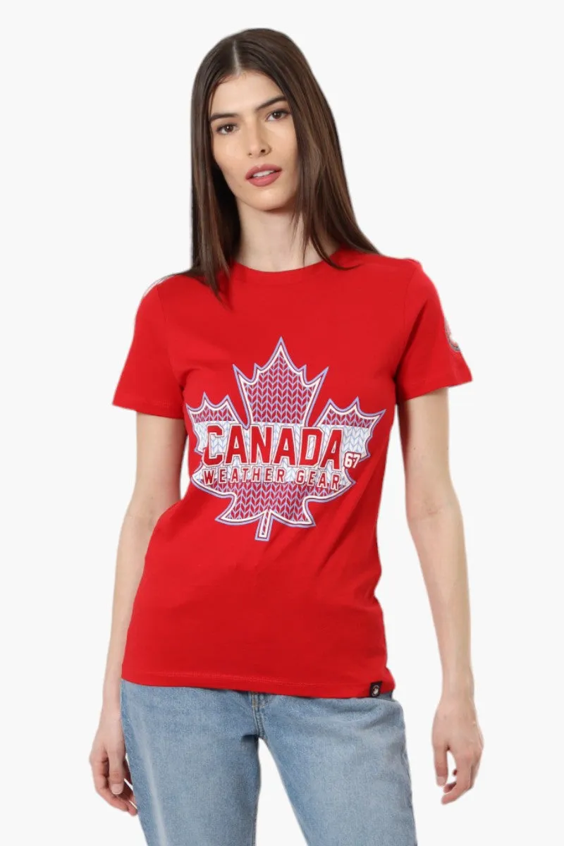 Canada Weather Gear Maple Leaf Print Tee - Red sold by Fairweather