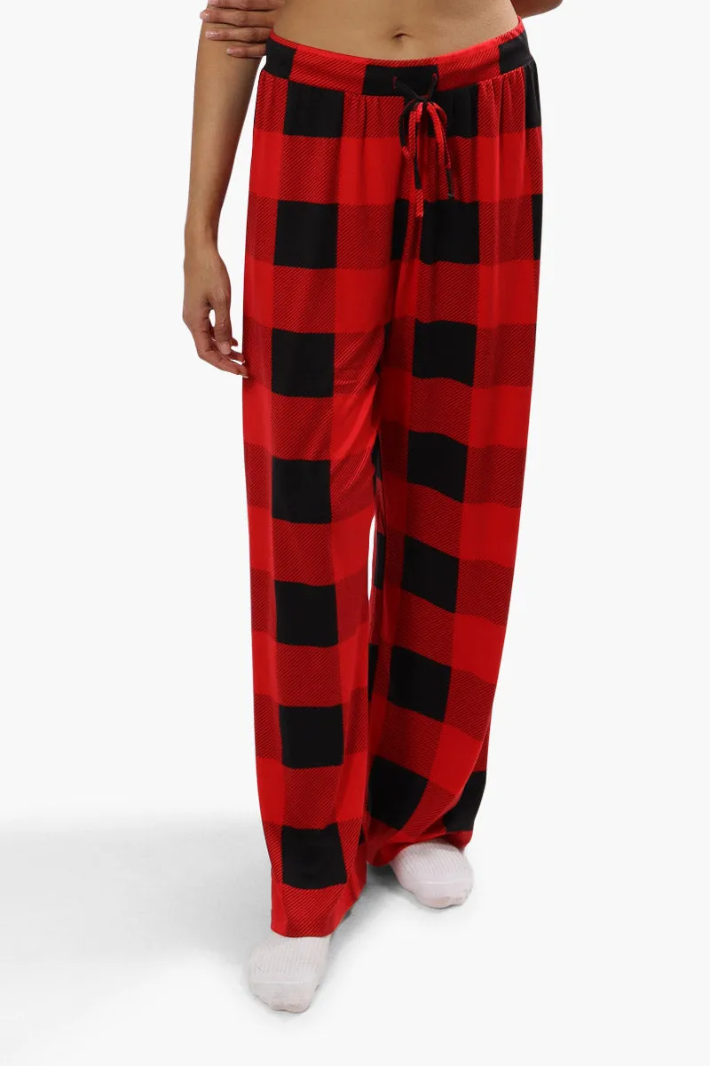 Cuddly Canuckies Plaid Print Pajama Pants - Red sold by Fairweather